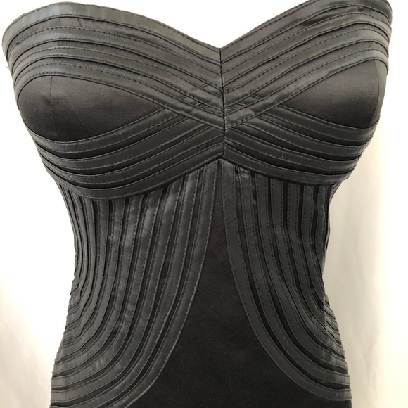 BLQMKT Blaque Market Strapless Mini Dress with Faux Leather Striped Trim - Picture 2 of 7
